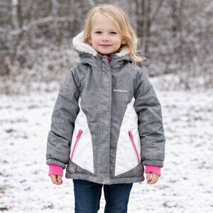 2/$30 Winter Coat Girls 5  6 ZeroXposur Jacket Hood Gray Pink Zip Pockets